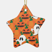 Ornement En Céramique Haunted Halloween Citrouille Patch Ghosts (Gauche)