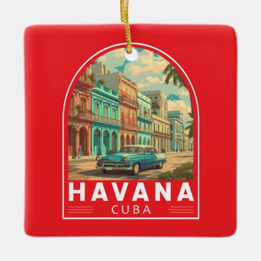 Ornement En Céramique Havana Cuba Travel Art Emblem (Devant)