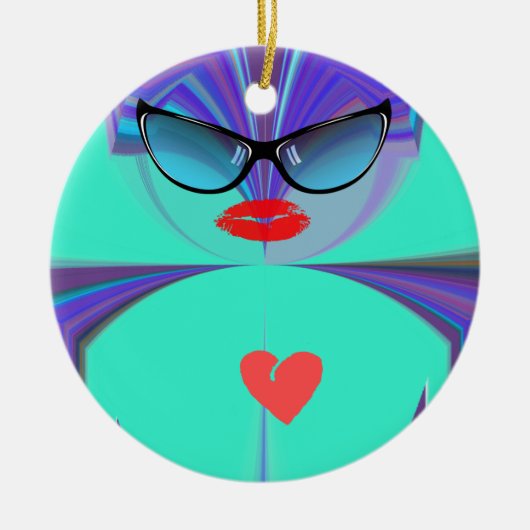 Ornement En Céramique Heart Selfie (Devant)
