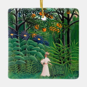 Ornement En Céramique Henri Rousseau - Femme marchant dans une forêt exo