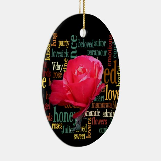 Ornement En Céramique Heureuse Sainte-Valentin Aux Roses Rouges Élégante (Droite)