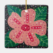 Ornement En Céramique Hibiscus rose tropical (Dos)