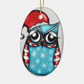 Ornement En Céramique Hibou de Noël (Gauche)