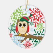 Ornement En Céramique Hibou de Noël (Gauche)