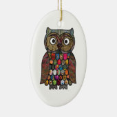 Ornement En Céramique Hibou de patchwork (Droite)