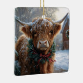Ornement En Céramique Highland Cow Rustic Barnyard Noël (Droite)