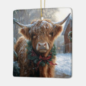 Ornement En Céramique Highland Cow Rustic Barnyard Noël (Gauche)