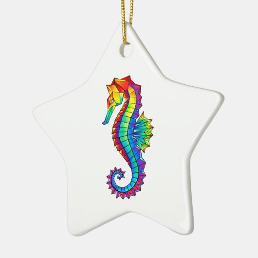 Ornement En Céramique Hippocampe polygonal arc-en-ciel (Gauche)