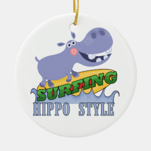 Ornement En Céramique Hippopotame de surfer