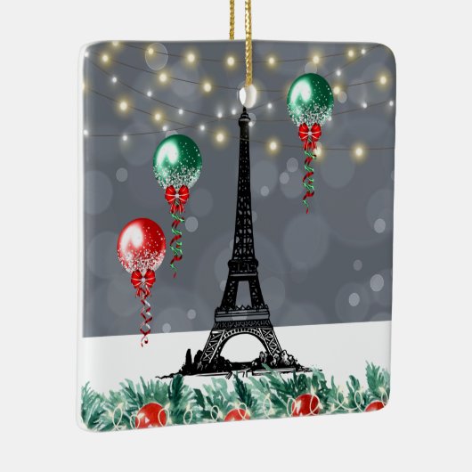 Ornement En Céramique Hiver Tour Eiffel, Noël Balloons Nuit (Droite)