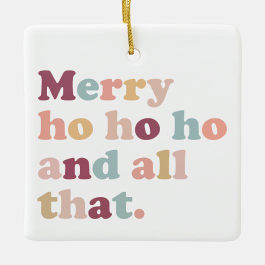 Ornement En Céramique Ho Ho Ho Christmas | Retro Holiday Photo (Devant)