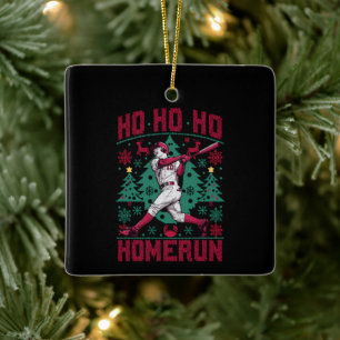 Ornement En Céramique Ho Ho Homerun Baseball Laid Christmas Sweat
