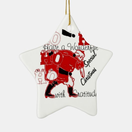 Ornement En Céramique HO HO J'ai un merveilleux Noël avec gratitude (Droite)