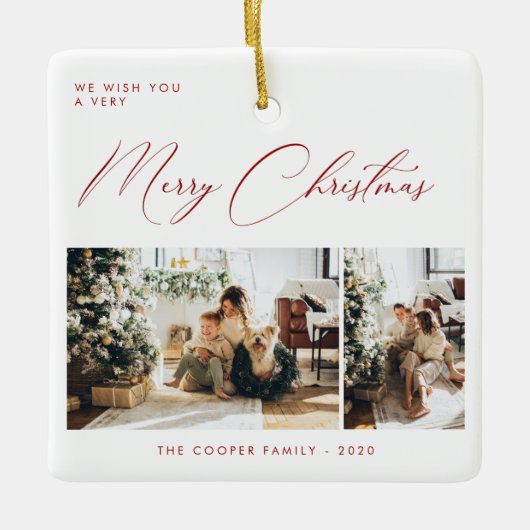 Ornement En Céramique Holiday Photo Card | Modern Christmas (Devant)