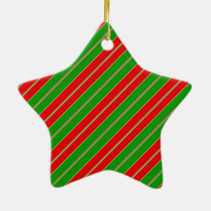 Ornement En Céramique Holiday stripes in red and green