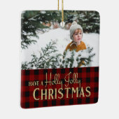 Ornement En Céramique Holly Jolly Plaid Noël avec Photo Ceramic Orn (Droite)