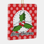 Ornement En Céramique Holly on Red White Snowflakes (Droite)