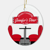 Ornement En Céramique Home Cooking Name Chef Diner Retro Square (Gauche)