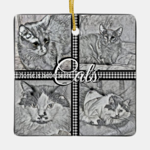 Ornement En Céramique Home Is Better With Cats-Personalized-Square-