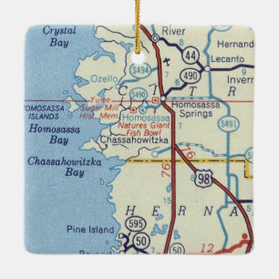 Ornement En Céramique Homosassa Springs FL Carte Vintage