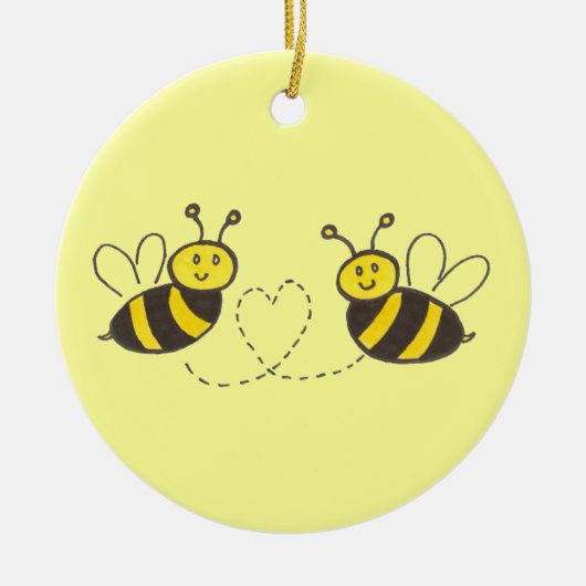 Ornement En Céramique Honey Bees with Heart (Devant)