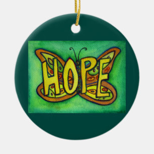 Ornement En Céramique Hope Butterfly Word Art Cadeau de vacances