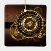 Ornement En Céramique Horloge Steampunk avec des engrenages anciens (Dos)
