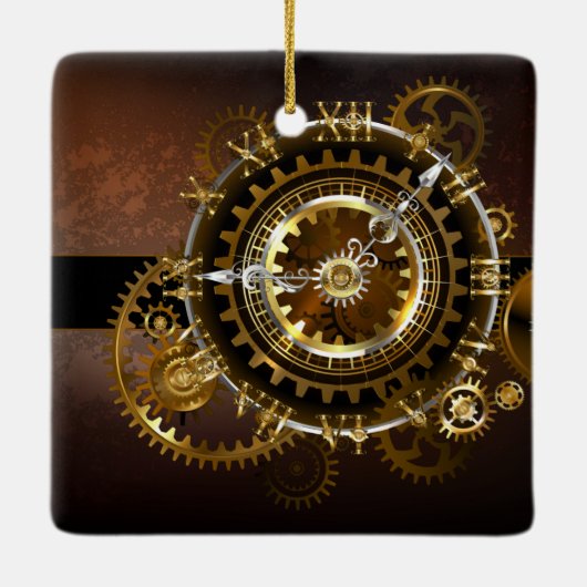 Ornement En Céramique Horloge Steampunk avec des engrenages anciens (Dos)