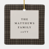 Ornement En Céramique Houndstooth classique neutre une photo Noël (Dos)