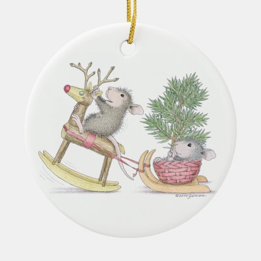 Ornement En Céramique House-Mouse Designs® - Premier Noël pour bébé (Devant)