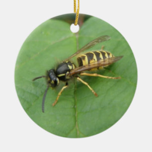 Ornement En Céramique Hoverfly on a Leaf Custom Birday