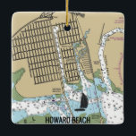 Ornement En Céramique Howard Beach New York City Chart<br><div class="desc">Howard Beach,  New York City NY ornement de Noël fait avec carte nautique.</div>