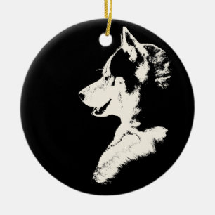 Ornement En Céramique Husky Orament Malamute Keepsaké Chiffres Cadeaux