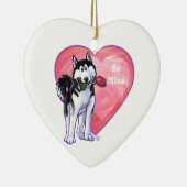 Ornement En Céramique Husky Valentine's Day (Droite)