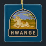Ornement En Céramique Hwange National Park Zimbabwe Travel Art Vintage<br><div class="desc">Conception de l'illustration vectorielle de changement. Hwange National Park se trouve dans l'ouest du Zimbabwe. Ses prairies et ses forêts de mopanes abritent de grands troupeaux d'éléphants,  des lions et des chiens sauvages africains.</div>
