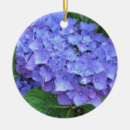 Ornement En Céramique Hydrangeas Violets Élégants (Devant)