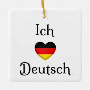 Ornement En Céramique "I Heart German" Favori Language School Sujet