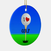 Ornement En Céramique I Love Golf, Golf Ball on Tee (Droite)