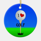Ornement En Céramique I Love Golf, Golf Ball on Tee (Devant)