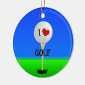 Ornement En Céramique I Love Golf, Golf Ball on Tee (Gauche)