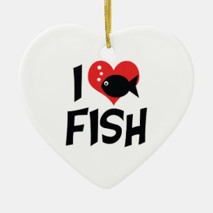 Ornement En Céramique I Love Heart Fish - Amateurs d'aquarium