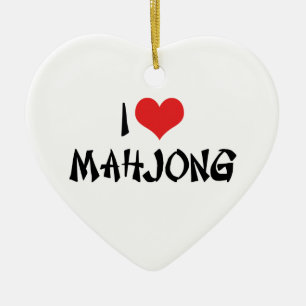Ornement En Céramique I Love Heart Mahjong - Mah Jong Lover