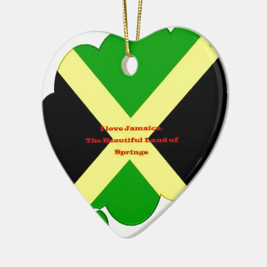 Ornement En Céramique I Love Jamaica Text on Flag Art Print (Gauche)