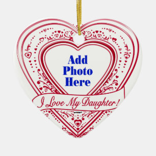 Ornement En Céramique I Love My Daughter ! Photo Red Hearts