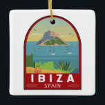 Ornement En Céramique Ibiza Espagne Voyage Art Vintage<br><div class="desc">Design vectoriel Ibiza. Ibiza est l'une des îles Baléares,  un archipel d'Espagne en Méditerranée. Elle est réputée pour la vie nocturne animée de la ville d'Ibiza et de Sant Antoni.</div>
