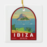 Ornement En Céramique Ibiza Espagne Voyage Art Vintage<br><div class="desc">Design vectoriel Ibiza. Ibiza est l'une des îles Baléares,  un archipel d'Espagne en Méditerranée. Elle est réputée pour la vie nocturne animée de la ville d'Ibiza et de Sant Antoni.</div>