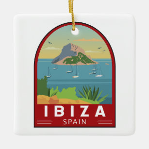 Ornement En Céramique Ibiza Espagne Voyage Art Vintage