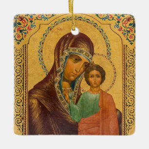 Ornement En Céramique Icône chrétienne orthodoxe de la Mère de Dieu Kaza