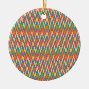 Ornement En Céramique iKat Zigzag Design Couleurs d'épices