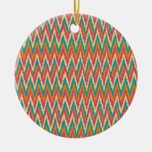 Ornement En Céramique iKat Zigzag Design Couleurs d'épices (Devant)